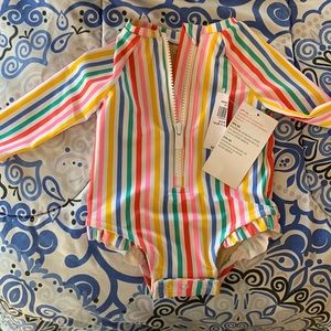 Old Navy 0-3m rainbow zip swimsuit NWT